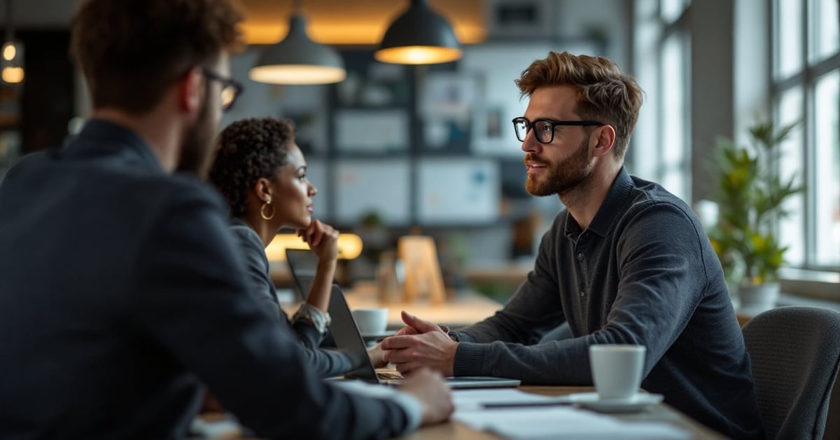 Professionnel travaillant sur une stratégie de branding et brand management dans un bureau moderne