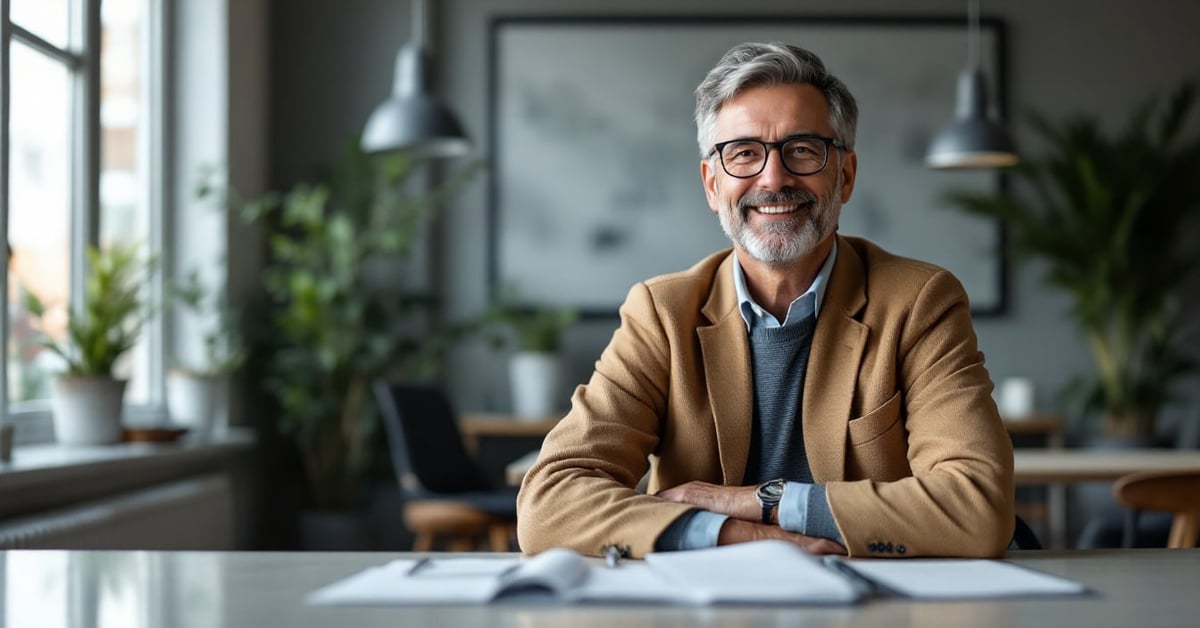 Professionnel en branding analysant une stratégie de management de marque dans un bureau moderne