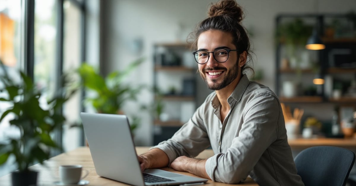 Étudiant en master communication digitale travaillant sur des stratégies de contenu numérique