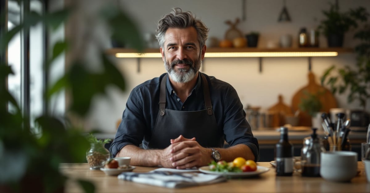 Relations presse gastronomie : journaliste et chef cuisinier en discussion dans un restaurant gastronomique